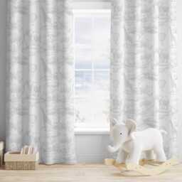 Chinoiserie Toile De Jouy Safari -Grey, Curtains, Blackout Or Non Blackout, Eyelet, Pencil Pleat Rod Pocket, Home Decor