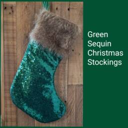 Green Sequin Christmas Stocking Shiny - thumbnail 2