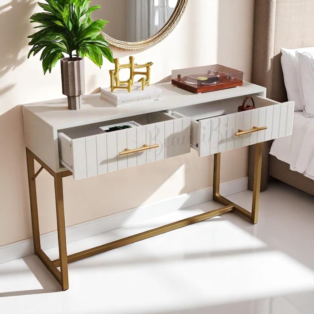 dressing table white and gold Putney Ivory & Gold Dressing Table