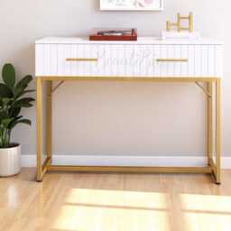 White & Gold Vanity Desk Modern Bedroom Makeup Table by Etsy | uFurnish.com