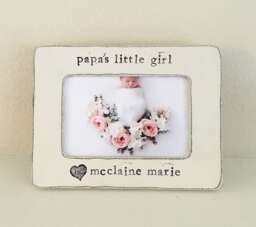 Grandpa Personalized Picture Frame Gift Papa's Little Girl, Hand Stamped 4x6 - thumbnail 1