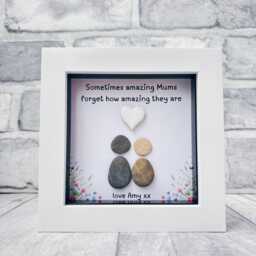 Personalised Mum Pebble Art Gift, Christmas Presents For Mum, Mother & Daughter, Unique Picture Frame, Mothers Day Ornament - thumbnail 3