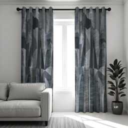 Charcoal & Grey Botanical Curtains, Contemporary Leaf Print Drapes, Custom Size Window Panels For Living Room Or Bedroom