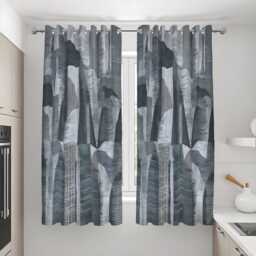 Charcoal & Grey Botanical Curtains, Contemporary Leaf Print Drapes, Custom Size Window Panels For Living Room Or Bedroom - thumbnail 2
