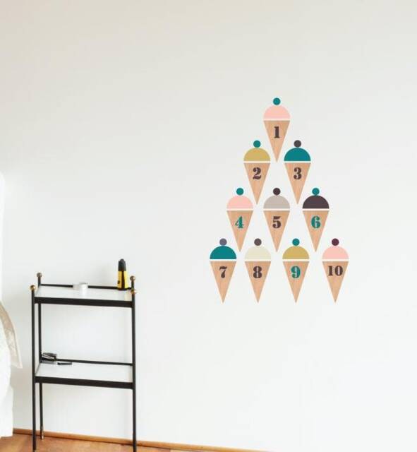 Ice Cream Numerals Wall Sticker Decal - Educational Stickers, Learning, Art, Decals, Kids Room, School, Education, Gifts - image 1