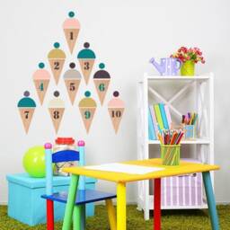 Ice Cream Numerals Wall Sticker Decal - Educational Stickers, Learning, Art, Decals, Kids Room, School, Education, Gifts - thumbnail 2