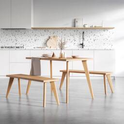 Solid Oak Dining Table Set Scandi Style, Danish Legs, Custom Size