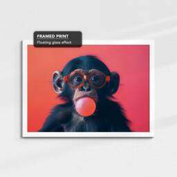 Monkey Blowing Gum Shades Pet Animal Abstract Modern Lovers Dog Dogs Wall Art Framed Canvas Poster Print, Home Kitchen Office Decor - thumbnail 3