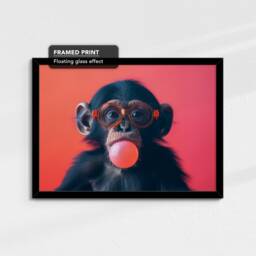 Monkey Blowing Gum Shades Pet Animal Abstract Modern Lovers Dog Dogs Wall Art Framed Canvas Poster Print, Home Kitchen Office Decor - thumbnail 2
