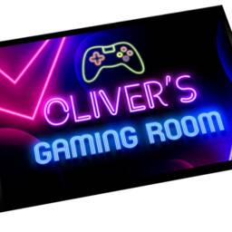 Personalised Gaming Room Mat, Video Games Neon Gamer Teenagers Non Slip Door Mat - thumbnail 3