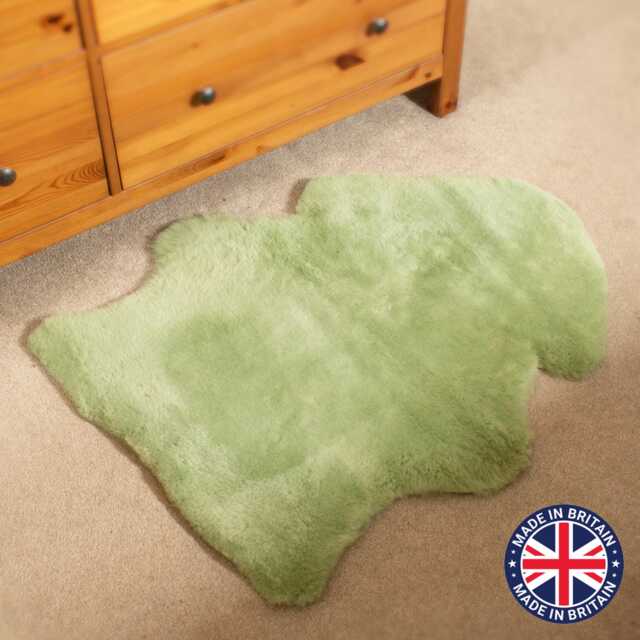 British Jade Green Shorn Clipped Sheepskin Rug Hide Luxury Super Soft Chair Pram Liner - image 1