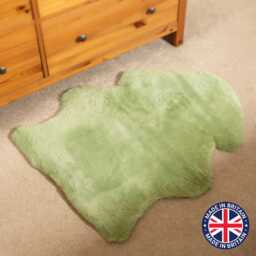 British Jade Green Shorn Clipped Sheepskin Rug Hide Luxury Super Soft Chair Pram Liner - thumbnail 1