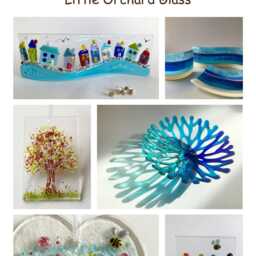 Fused Glass Tealight Holder Lavender Flowers & Bee Decor - thumbnail 4