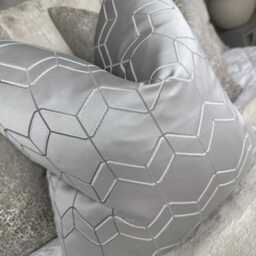 Silver Cushion Pillow Cover Geometric Design Woven in Metallic Silk Made From Designer John Lewis Fabric, New Home Gift - thumbnail 4