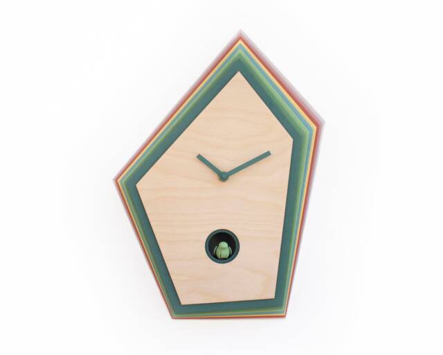 Artistic Cuckoo Clock, Geometric Wooden Wall Decor, Unique Design - image 1