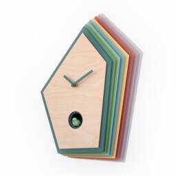 Artistic Cuckoo Clock, Geometric Wooden Wall Decor, Unique Design - thumbnail 2