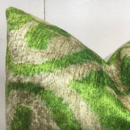 Ikat Silk Pillow Cover 16x16, Handwoven Accent - thumbnail 3