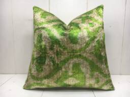 Ikat Silk Pillow Cover 16x16, Handwoven Accent - thumbnail 1