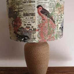 Vintage Bird Newspaper Lampshade Shabby Chic Drum Shade - thumbnail 2