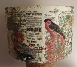Vintage Bird Newspaper Lampshade Shabby Chic Drum Shade - thumbnail 1