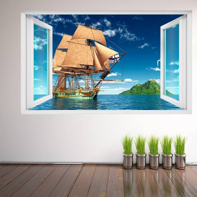 Pirate Sailing Ship Wall Decal Sticker Mural Poster Print Art Home Office Decor Dp14 - image 1