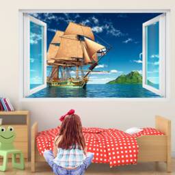 Pirate Sailing Ship Wall Decal Sticker Mural Poster Print Art Home Office Decor Dp14 - thumbnail 3