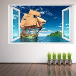Pirate Sailing Ship Wall Decal Sticker Mural Poster Print Art Home Office Decor Dp14 - thumbnail 1