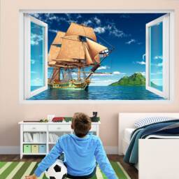 Pirate Sailing Ship Wall Decal Sticker Mural Poster Print Art Home Office Decor Dp14 - thumbnail 2