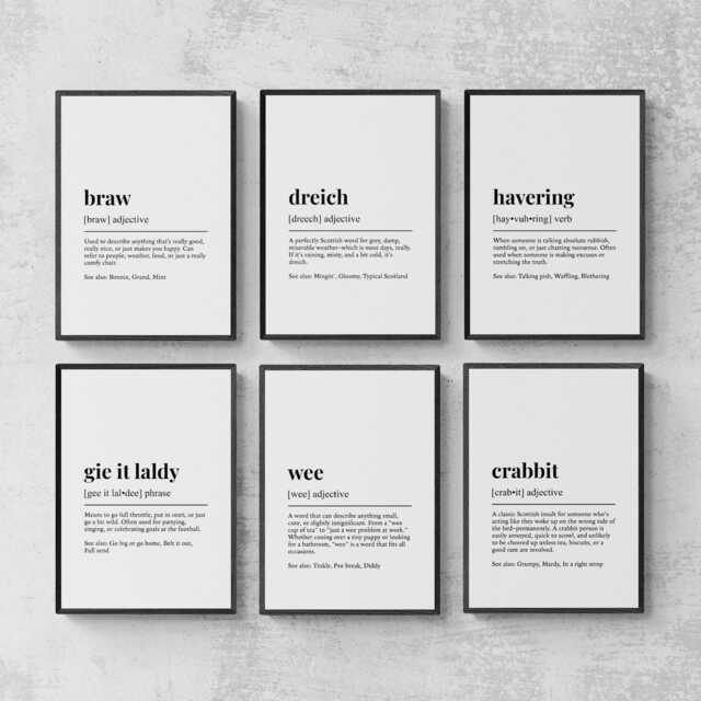 Scottish Dialect Funny Definitions Set Of 6 Prints, Slang, Humour Wall Decor - image 1