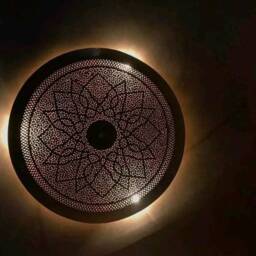 Handmade Moroccan Brass Wall Sconce, Oriental Geometric Lamp - thumbnail 3