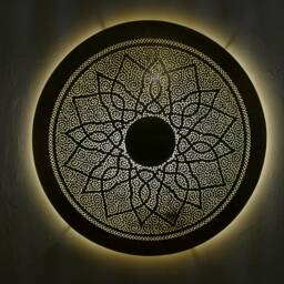Handmade Moroccan Brass Wall Sconce, Oriental Geometric Lamp - thumbnail 4