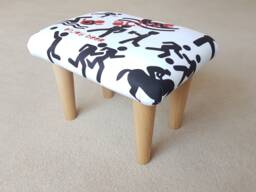 Custom Photo Print Footstool Handmade Upholstered Ottoman