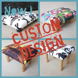 Custom Photo Print Footstool Handmade Upholstered Ottoman - thumbnail 2