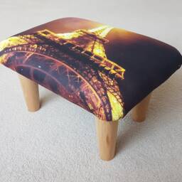 Custom Photo Print Footstool Handmade Upholstered Ottoman - thumbnail 4