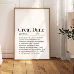 Great Dane Definition Print, Wall Print For Owner, Dog Owner Gift, Mum - thumbnail 1