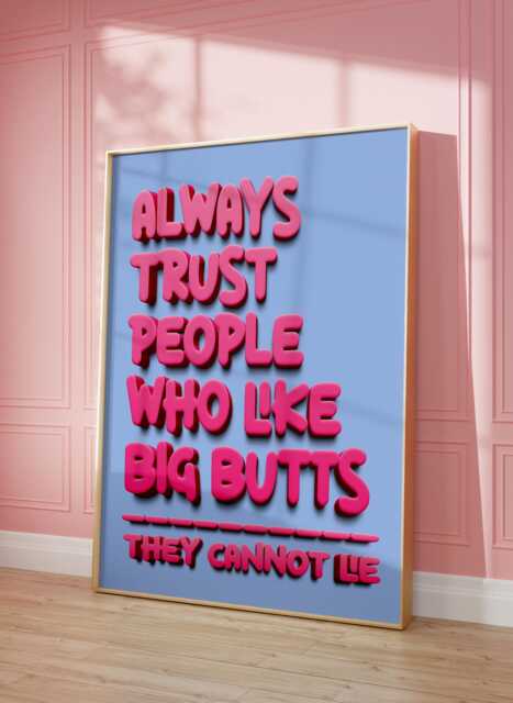 Funny Wall Art Poster, Rude Humour, Bold Colour Artwork, Music Lyrics Print, Maximalist Typography Cheeky Poster, Kitchen, Bathroom - image 1