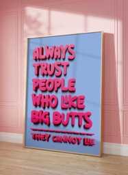 Funny Wall Art Poster, Rude Humour, Bold Colour Artwork, Music Lyrics Print, Maximalist Typography Cheeky Poster, Kitchen, Bathroom - thumbnail 1