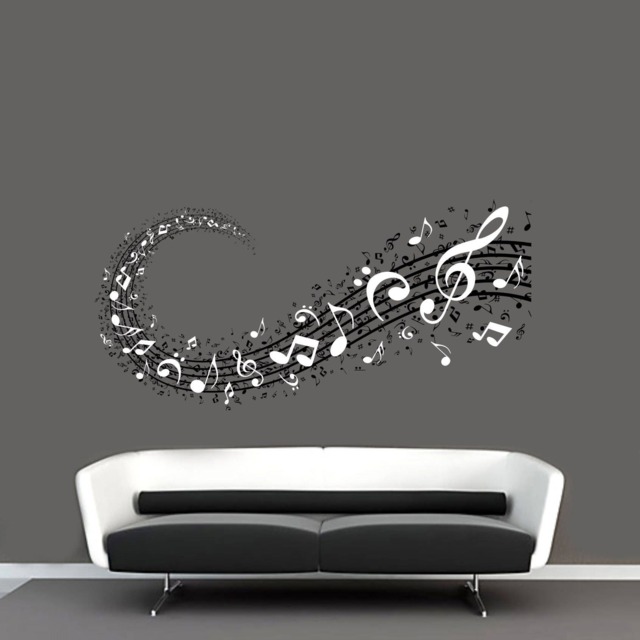 Music Notes Background Musical Notation Signs in 2 Colors Wall Vinyl Decal - image 1
