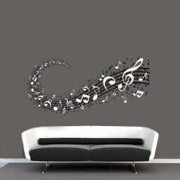 Music Notes Background Musical Notation Signs in 2 Colors Wall Vinyl Decal - thumbnail 1