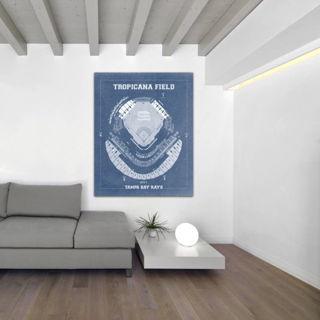 Tampa Bay Rays Tropicana Field Blueprint Baseball Stadium Art Print - image 1