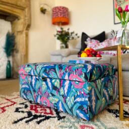 Coffee Table Footstool With Storage in Les Fauves Peacock - thumbnail 3