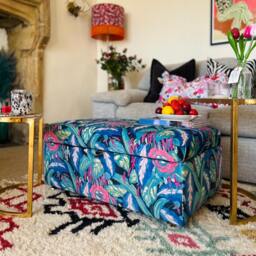 Coffee Table Footstool With Storage in Les Fauves Peacock - thumbnail 2