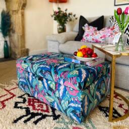 Coffee Table Footstool With Storage in Les Fauves Peacock