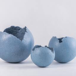 Set Of 3 Light Blue Ceramic Indoor Planters, Living Room Decor, Pottery Handmade Planter Pot - thumbnail 3