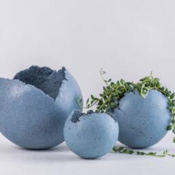 Set Of 3 Light Blue Ceramic Indoor Planters, Living Room Decor, Pottery Handmade Planter Pot - thumbnail 2
