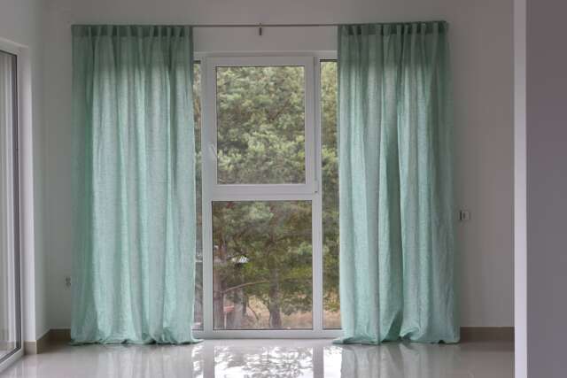 100% Organic Linen Curtain. Stonewashed Window Panel. Curtains With Hidden Tab. Curtain - image 1