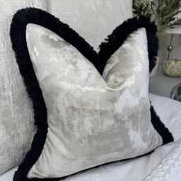 Elegant Fringed Cushion Cover Champagne & Black Luxury Pillow For Sofa, Bed, Home Decor - Worldwide Shipping - thumbnail 2