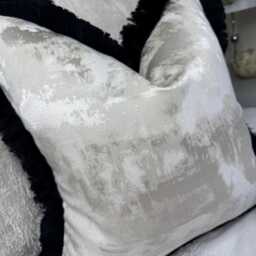 Elegant Fringed Cushion Cover Champagne & Black Luxury Pillow For Sofa, Bed, Home Decor - Worldwide Shipping - thumbnail 4