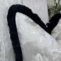 Elegant Fringed Cushion Cover Champagne & Black Luxury Pillow For Sofa, Bed, Home Decor - Worldwide Shipping - thumbnail 3