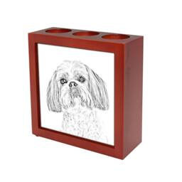 Shih Tzu - Wooden Stand For Candles/Pens With The Image Of A Dog New Collection - thumbnail 1